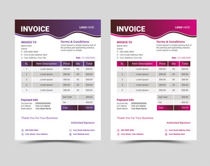 Obraz premium Vector professional and modern invoice template design.