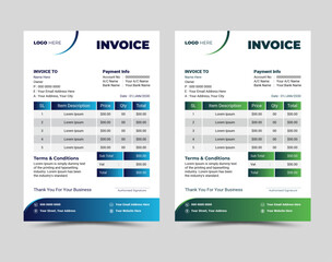 Fototapeta na wymiar Vector professional and modern invoice template design.
