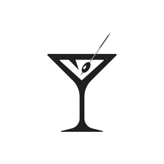 Martini cocktail icon, drink glass