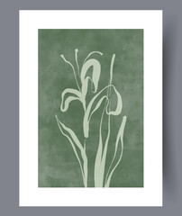 Still life plants field flower wall art print. Wall artwork for interior design. Contemporary decorative background with flower. Printable minimal abstract plants poster.