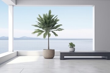 plant home decor house empty window floor interior wall design indoor. Generative AI.