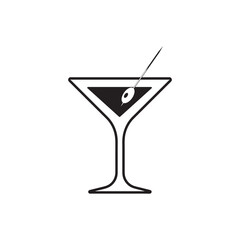 Martini cocktail icon, drink glass