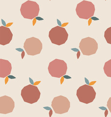 Seamless pattern with peaches. Trendy hand-drawn textures. Modern abstract design for paper, cover, fabric, interior and textile