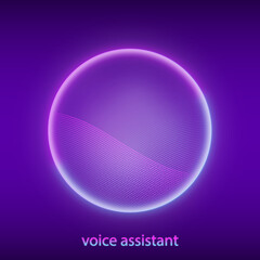 Artificial intelligence concept. Button icon with microphone. Banner for web site or mobile app. Landing page with ai personal voice assistant.  illustration.
