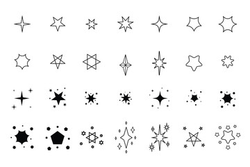 Obraz premium Set of hand-drawn doodle illustrations of sparkle stars