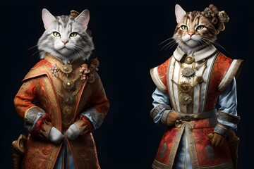 Fototapeta premium Cat in a cute outfits. Created with Generative AI technology.