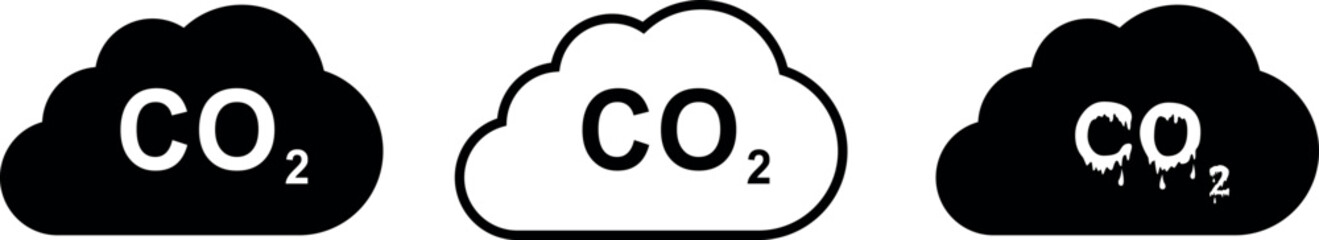co2 emissions icon cloud, CO2 icon, sign flat style vector EPS 10.