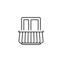 Window with balcony linear icon. Thin line customizable illustration. Contour symbol. Vector isolated outline drawing. Editable stroke