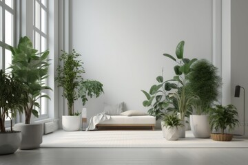 Living room plants minimalism. Generate Ai