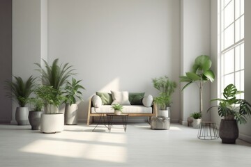 Fototapeta na wymiar Living room plants sun. Generate Ai
