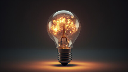 A light bulb with a brain-shaped filament - Generative AI