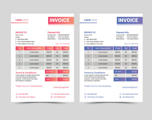 Vector professional and modern invoice template design.