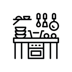 Black line icon for housewares 