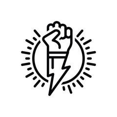 Black line icon for power 