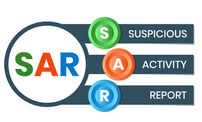 sar - suspicious activity report acronym. business concept background. vector illustration concept with keywords and icons. lettering illustration with icons for web banner, flyer