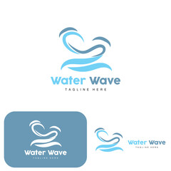 Water Wave Logo, Deep Sea Vector, Maritime Background Template Design