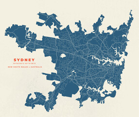 Fototapeta premium Sydney - Australia map vector poster flyer
