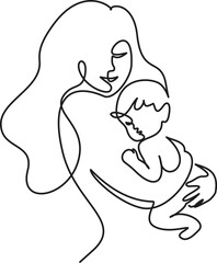 Happy Mother day card. Woman hold her baby.