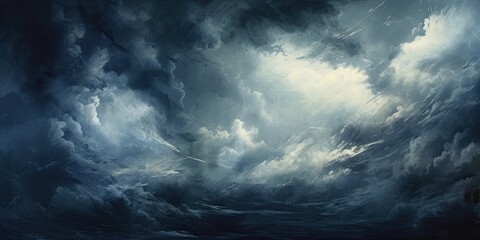gray grunge smoke texture, dark sky, black night cloud, horror theme background. Generative ai - obrazy, fototapety, plakaty