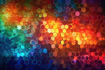 Abstract Epic Fractal hexagons Background with Glowing Aura, Generative AI