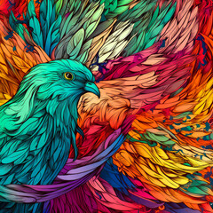 Fototapeta premium Abstract colourful background in mysterious geometric shapes. AI generated