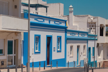 Traditional houses anfd portugese architecture of Albufeira Old town, Algarve, Portugal