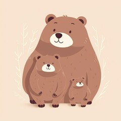 Mama bear and baby, cute drawing illustration. Generative Ai