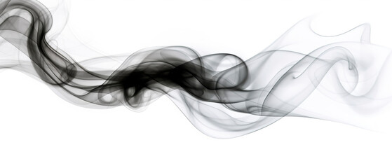 black smoke on white, generative AI horizontal illustration