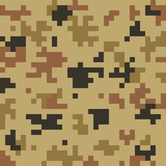 Urban color camouflage seamless military pattern, pixel art fabric texture, tile, abstract illustration, pixelated vector background. Design for clothes, game, web, mobile app