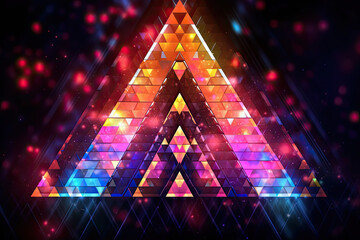 Abstract Epic Fractal Triangle Background with Glowing Aura, Generative AI