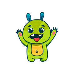 Cute cartoon monster on white background. Icon monster. Funny Alien. 