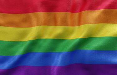 Flag of LGBTQIA+ background, Close-Up waving flag. 3d Rendering