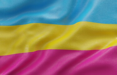 Fototapeta premium Flag of Pansexual background, Close-Up waving flag. 3d Rendering