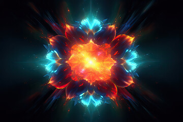 Abstract Epic Fractal Square Background with Glowing Aura, Generative AI