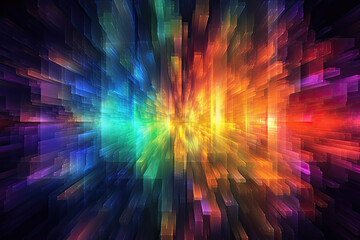 Abstract Epic Fractal Square Background with Glowing Aura, Generative AI