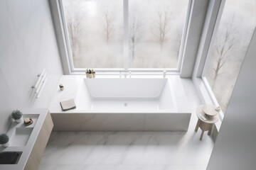 house design window interior hotel apartment room white indoor tub home. Generative AI.
