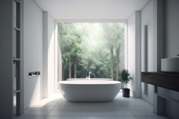 Fototapeta na wymiar house interior window white design indoor room tub bathtub apartment home. Generative AI.