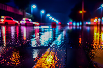 Obraz premium wet track after rain created by artificial intelligence