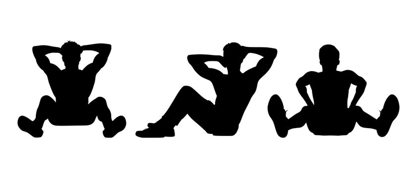 A person doing sit-ups silhouette black filled vector Illustration icon