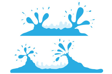 Collection blue water splashes. Blue paint splashes on a white background.