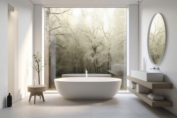 design interior window house room white tub apartment clean indoor home. Generative AI.