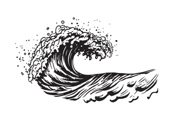 Wave hand drawn illustrations, vector.