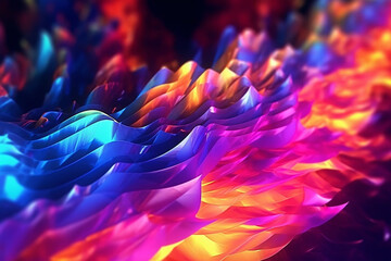 Obraz premium Ai generative image of a synth wave futuristic and technology background with neon lights and abstract shapes in colorful tones 