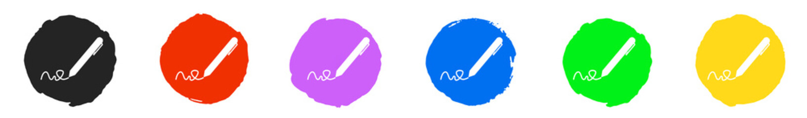Bunte Stift Icon Buttons - Schreiben, Leserbrief oder Signatur