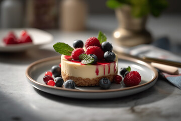 cheesecake with berries generative ai