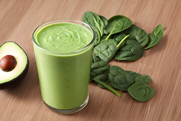 ai-generated, illustration of a very healthy avocado and spinach smoothie