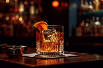 Fotobehang Old fashioned cocktail generative ai © deyton
