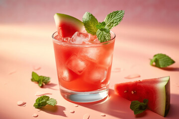 Watermelon cocktail with mint generative ai