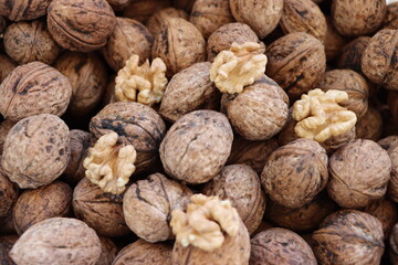 Close up walnuts in a basket