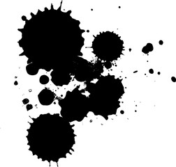 black drop splatter splash painting brush in grunge graphic style on white background